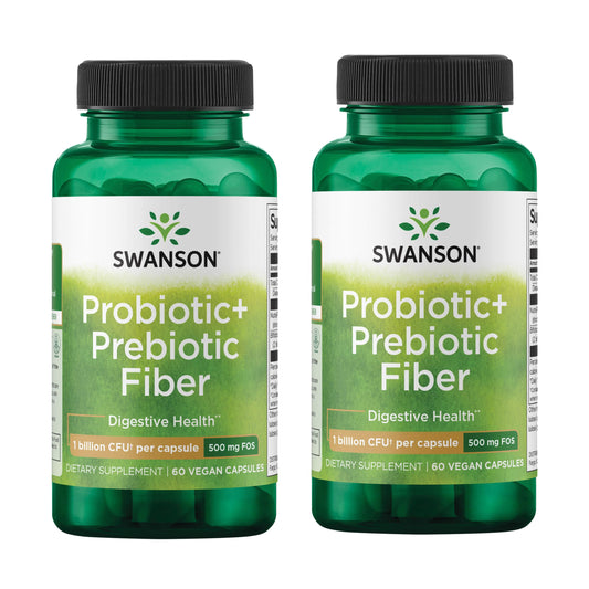 Swanson Prebiotic Probiotic Fiber bottle showcases gut health support for everyday digestion.