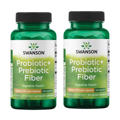 Swanson Prebiotic Probiotic Fiber bottle showcases gut health support for everyday digestion.