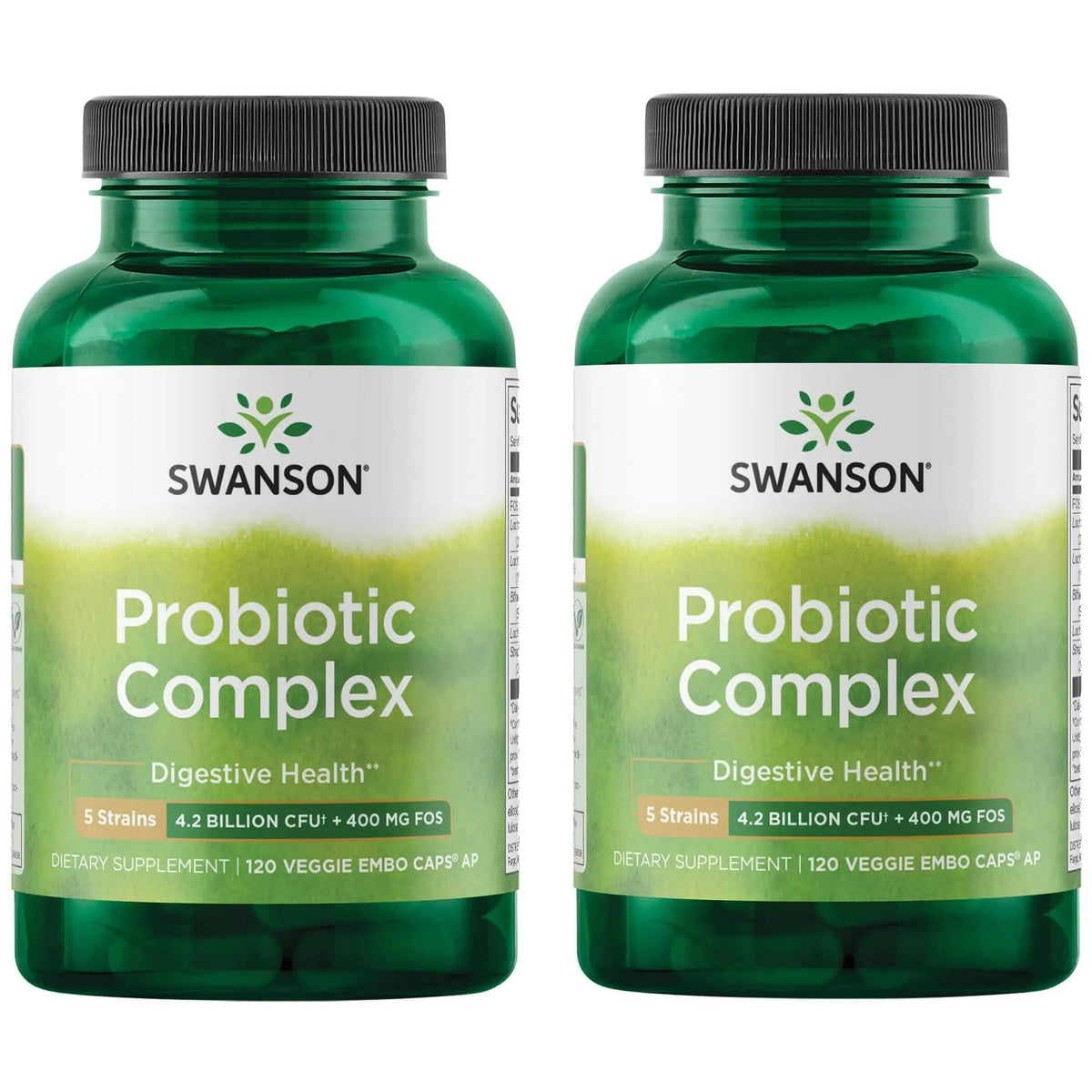 Swanson Probiotic Complex bottle front promotes digestive balance and daily wellness