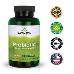 Swanson GMP quality seal on probiotic packaging
