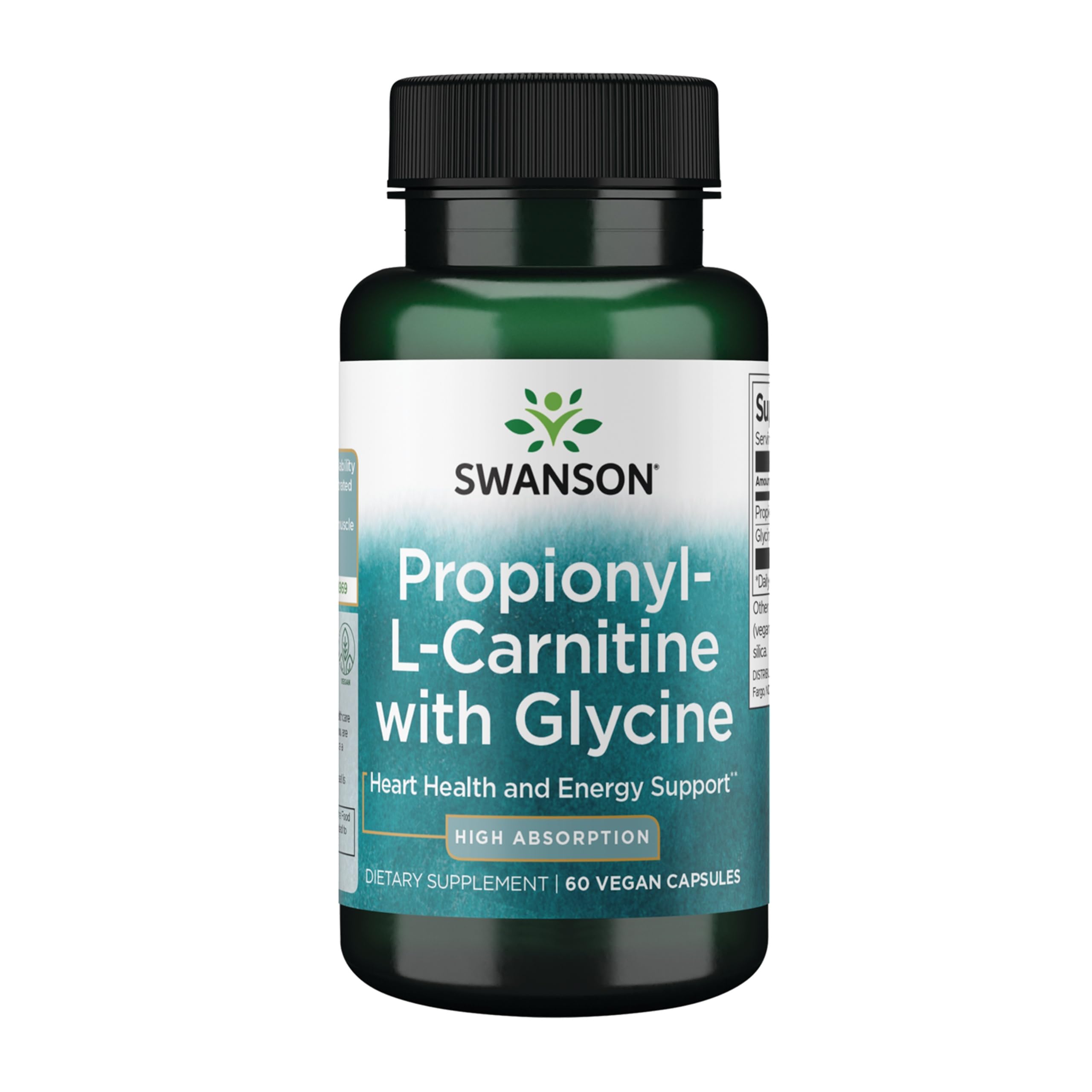 Swanson Propionyl L-Carnitine Glycine bottle supports cardiovascular health and energy.