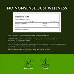 Swanson Propionyl L-Carnitine Glycine ingredients label shows quality and transparency.