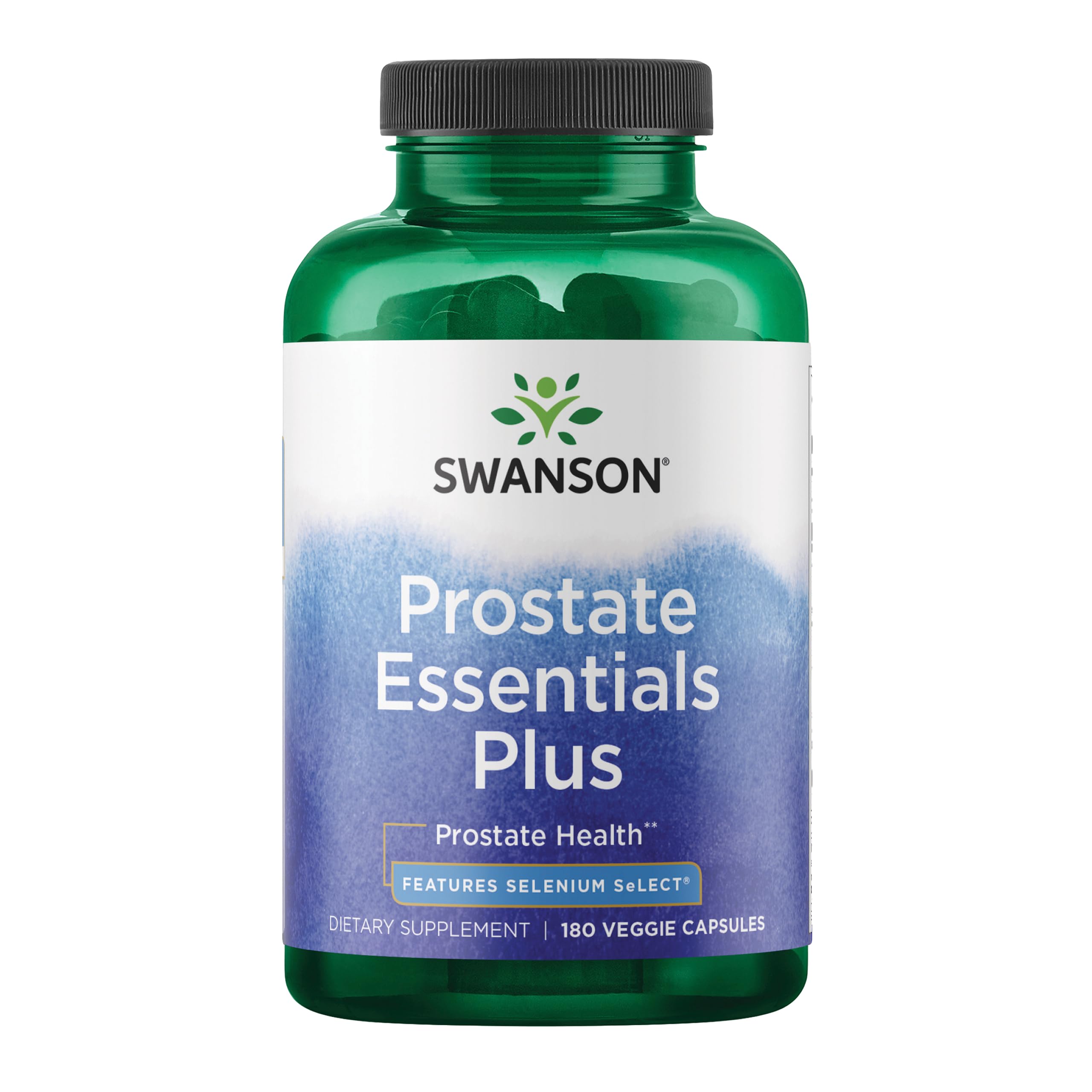 Swanson Prostate Essentials Plus bottle front for daily prostate support and easy dosing.