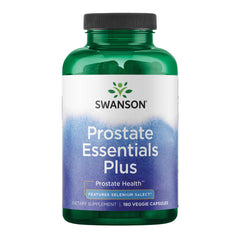 Swanson Prostate Essentials Plus bottle front for daily prostate support and easy dosing.