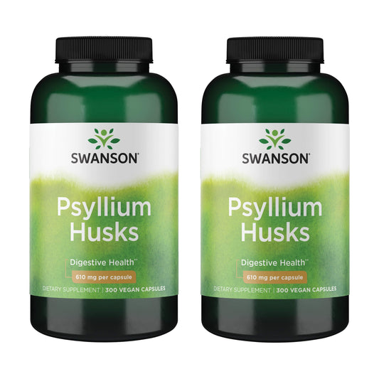 Swanson Psyllium Husk bottle front with 610 mg capsules supporting daily fiber intake