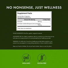 Quercetin & Bromelain capsules on table for daily immune support.