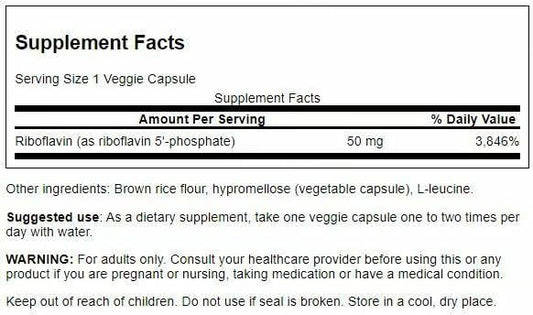Close-up of Swanson R-5-P capsules emphasizing easy-to-swallow daily intake.