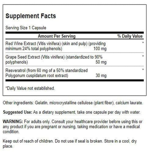Swanson Resveratrol Complex capsules close-up highlighting daily capsule form.