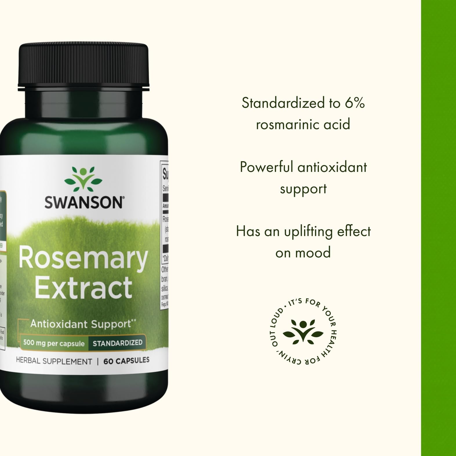 Science-backed formulation label for Swanson rosemary extract.