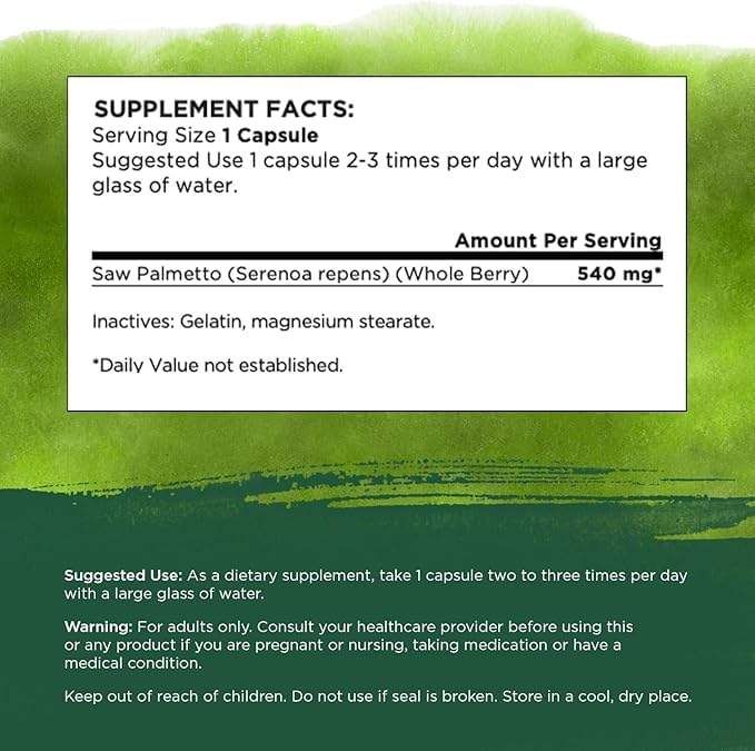 Closeup of Swanson Saw Palmetto capsules highlighting the soft gel-like capsules for daily use.