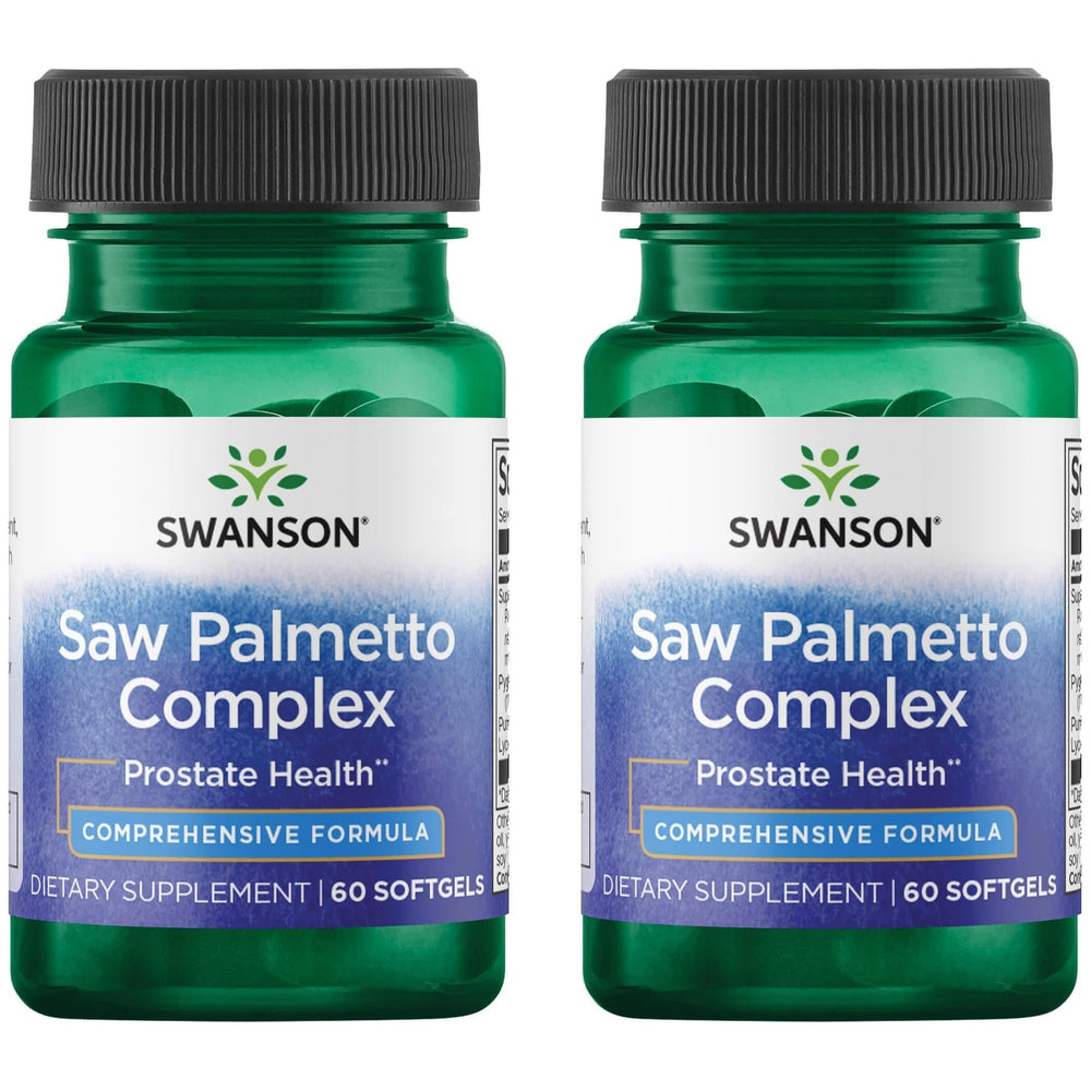Swanson Saw Palmetto Complex bottle with a multi-ingredient blend for potential prostate wellness support