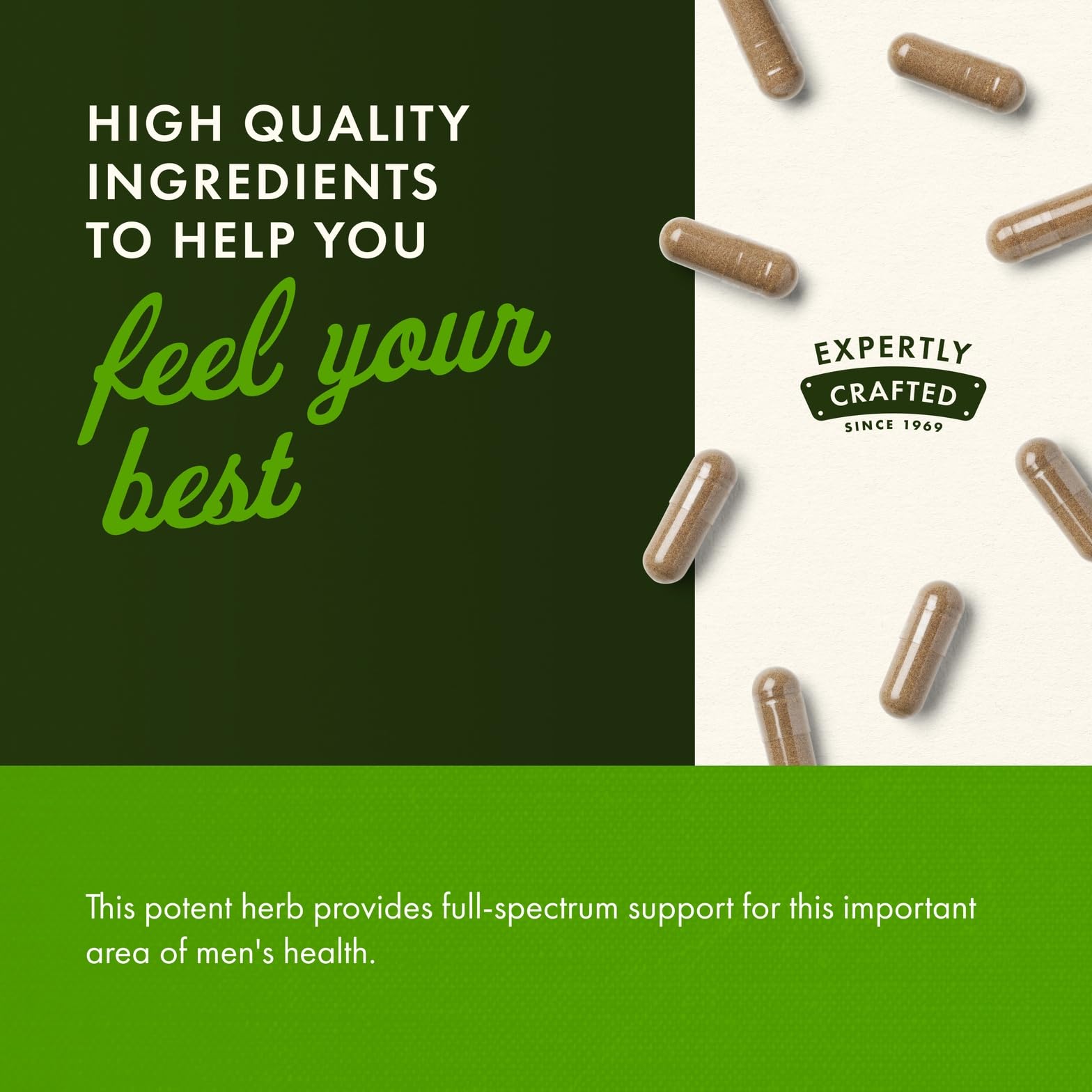 Closeup of Swanson Saw Palmetto label emphasizing GMP quality and third-party testing.