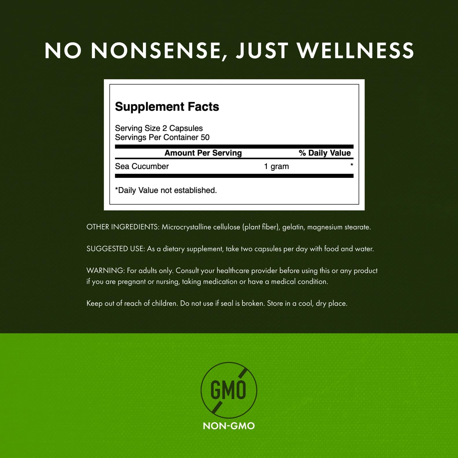 Swanson Sea Cucumber label detail highlighting traditional formula