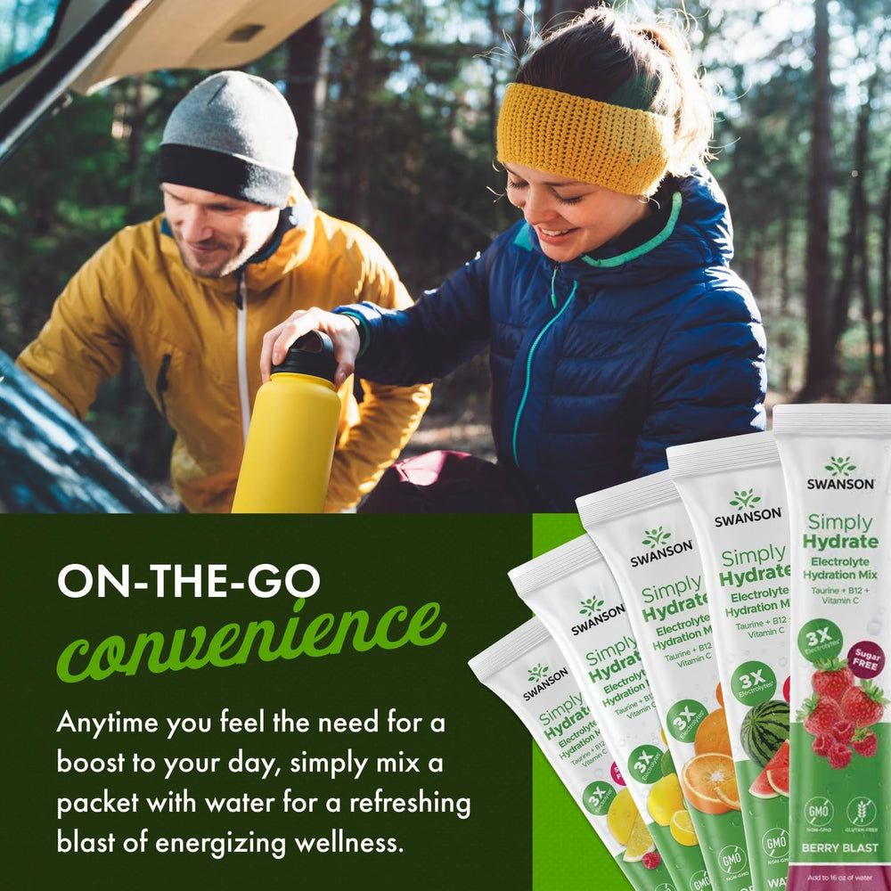 Swanson Simply Hydrate 3-pack box highlight convenient multi-pack for travel