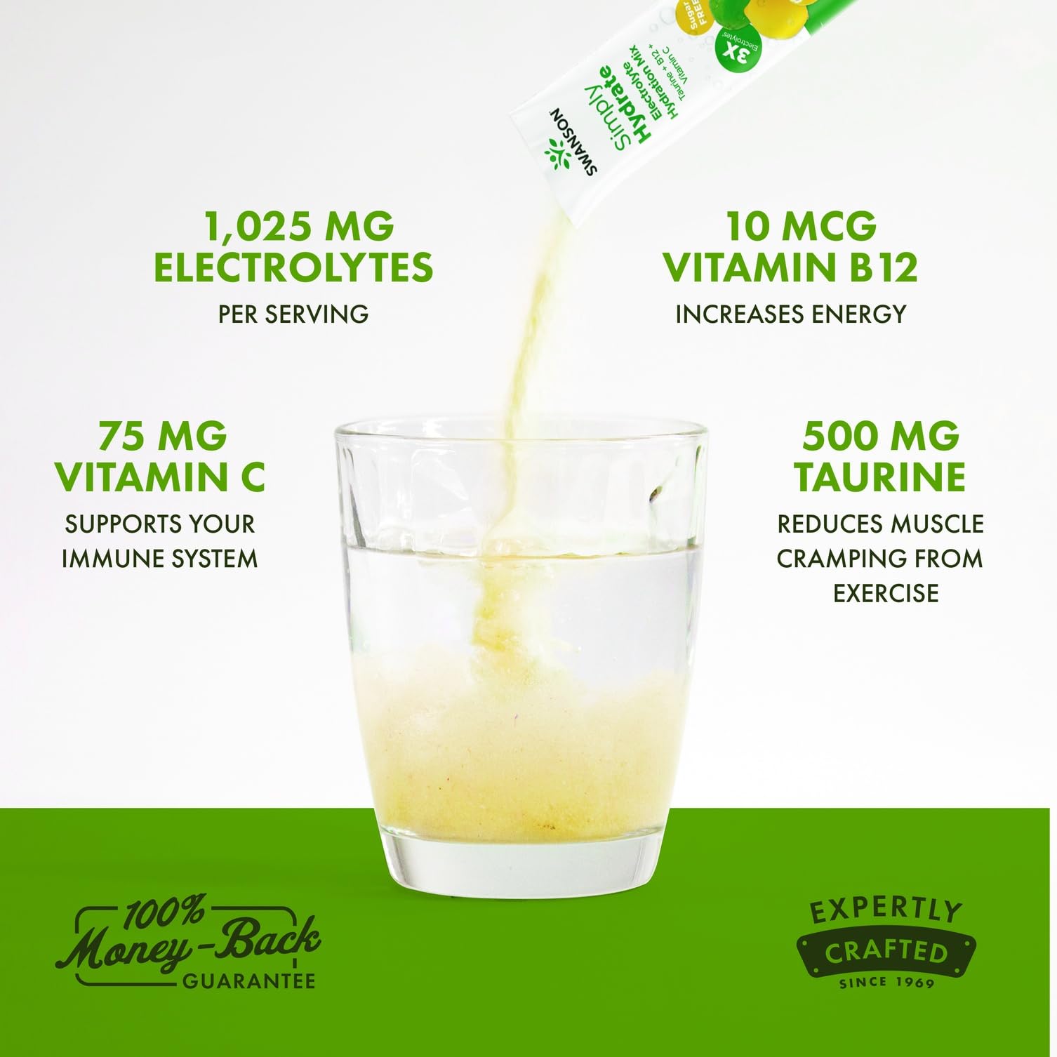 Swanson Simply Hydrate lemon-lime drink after workouts or outdoor activities.