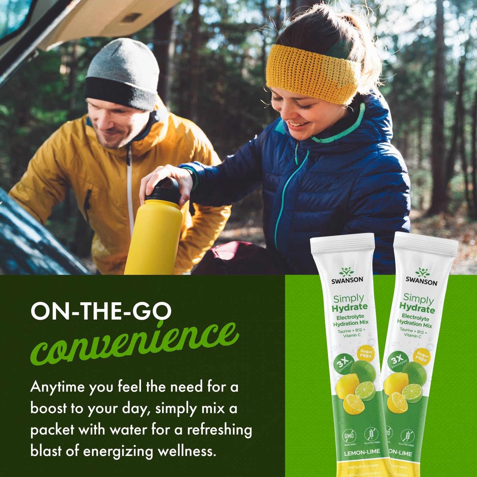 Swanson Simply Hydrate zero-calorie formula supports flavorful hydration without calories.