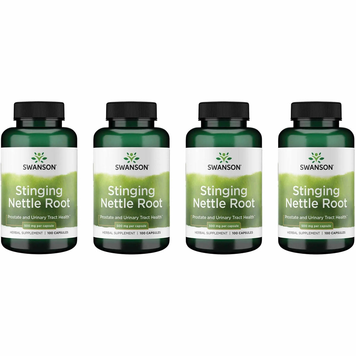 Swanson Stinging Nettle Root bottle with 500 mg capsules for daily wellness.