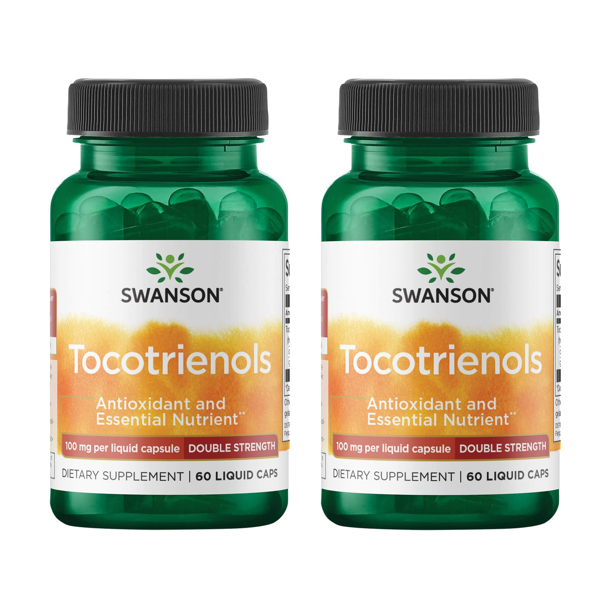 Swanson Strength Tocotrienols bottle cap, easy-to-swallow capsules.