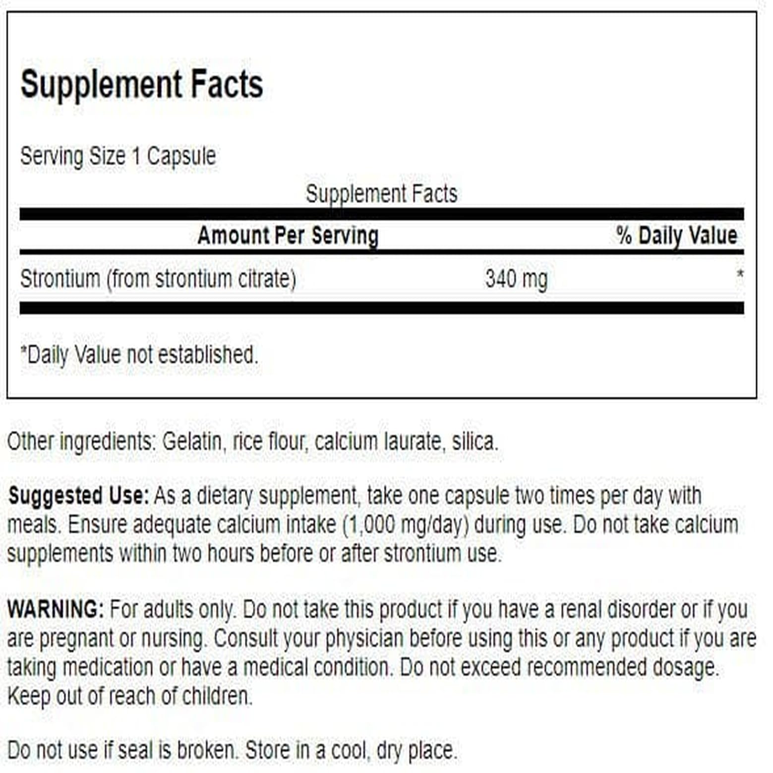 Swanson Strontium Citrate capsules, convenient daily intake