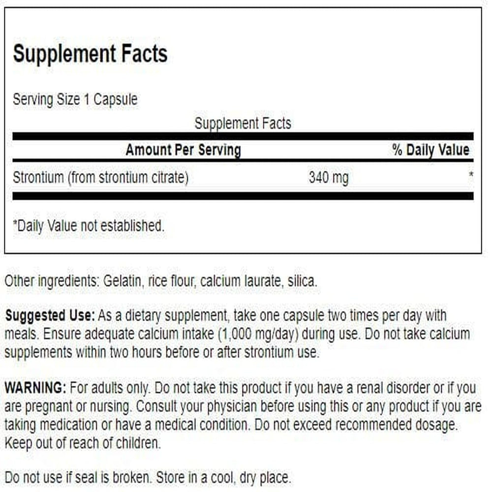 Swanson Strontium Citrate capsules, convenient daily intake