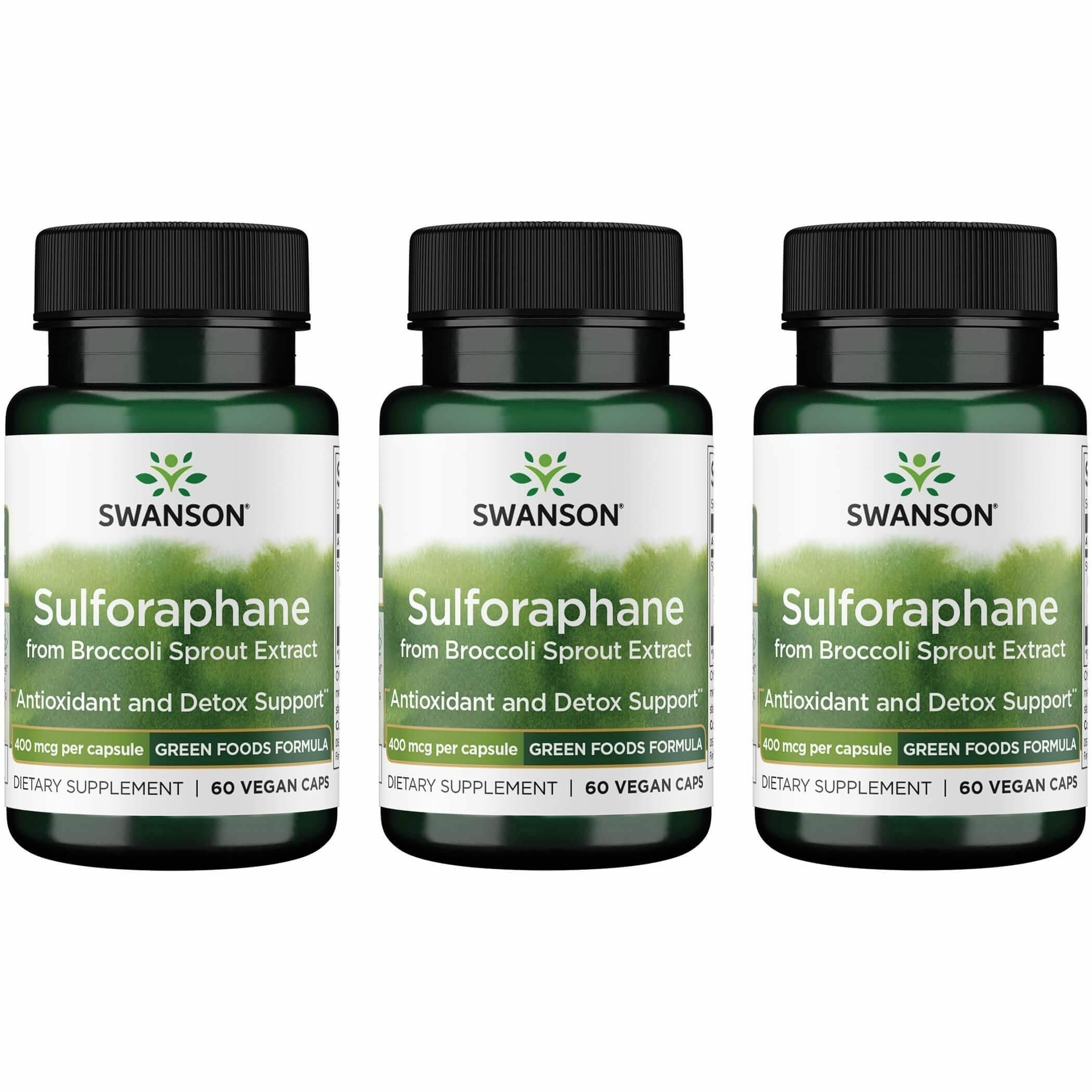 Swanson Sulforaphane bottle front showing 0.4% sulforaphane standardization