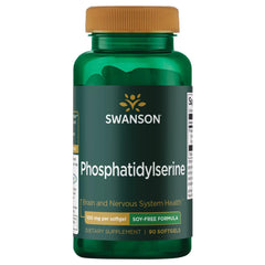 Swanson Sunflower Phosphatidylserine Soy-Free 100 mg bottle front view for daily cognitive support