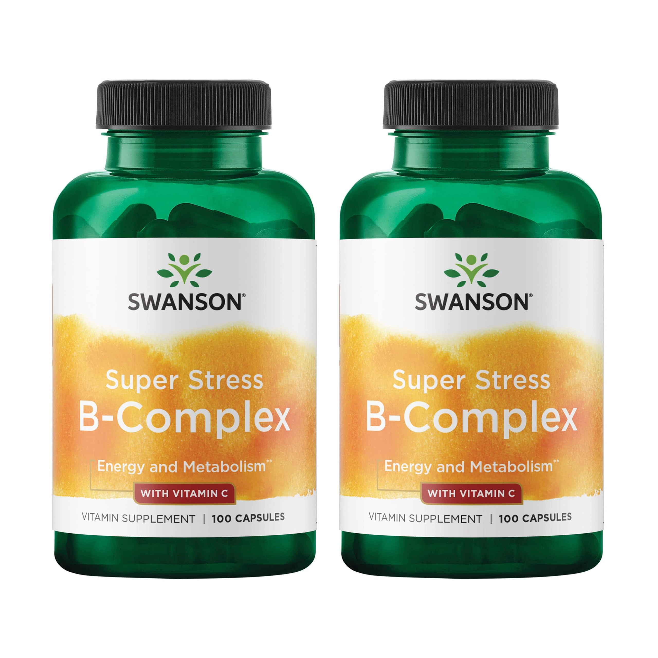 Swanson Super Stress B-Complex bottle front view highlighting daily energy support