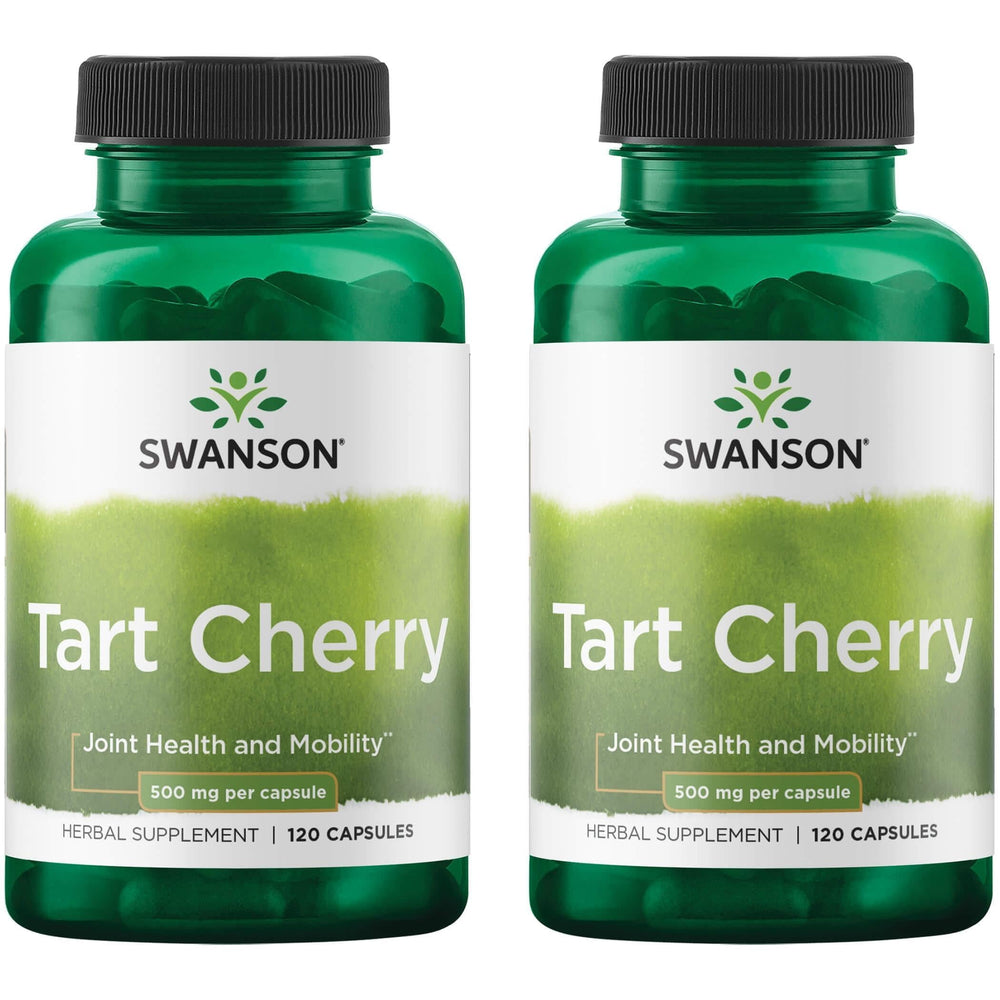 Swanson Tart Cherry 500 mg bottle pour illustrating product focus and potential joint support
