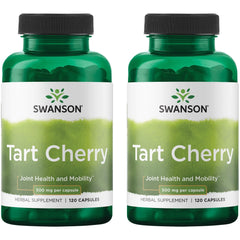 Swanson Tart Cherry 500 mg bottle pour illustrating product focus and potential joint support