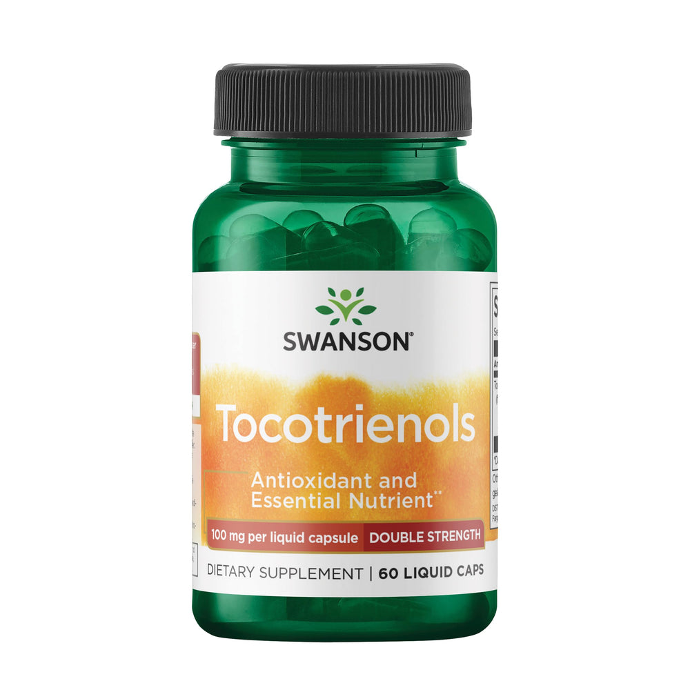 Swanson Tocotrienols bottle pour demonstrates convenient daily use with antioxidant support