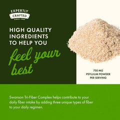 Back-label nutrition panel from Swanson Tri-Fiber Complex showing transparency.