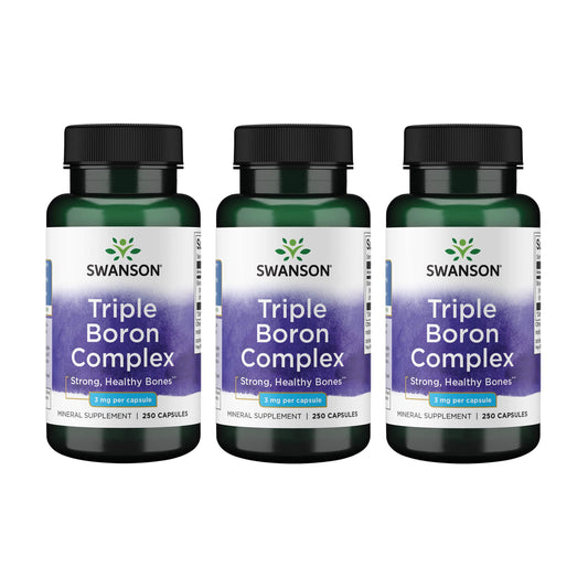 Swanson Triple Boron Complex bottle front with capsules signals potential bone health support