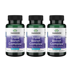 Swanson Triple Boron Complex bottle front with capsules signals potential bone health support