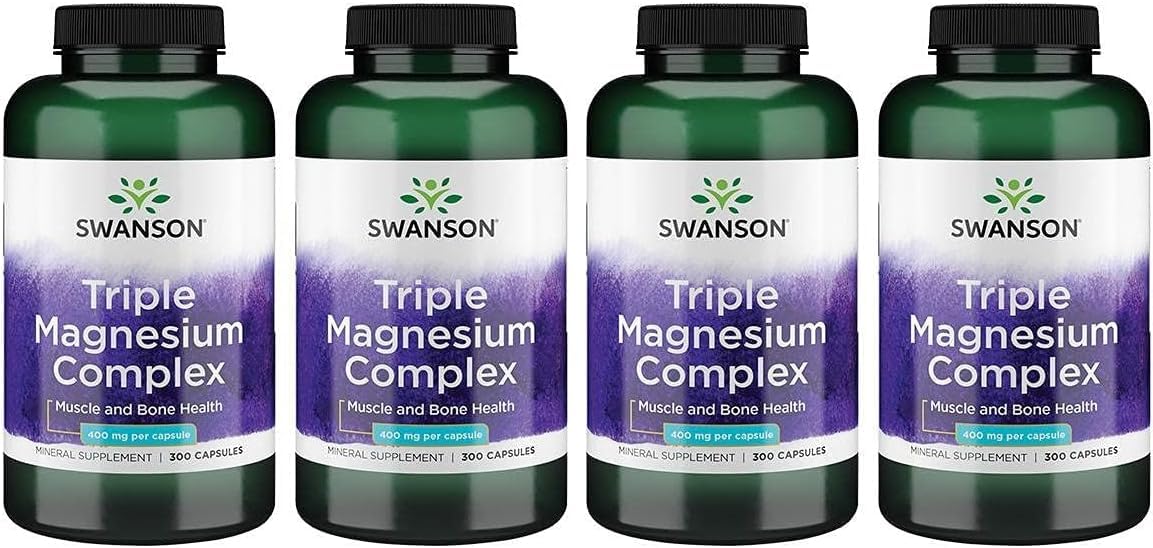 Swanson Triple Magnesium Complex bottle closeup supports everyday mineral balance