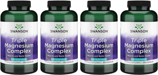 Swanson Triple Magnesium Complex bottle closeup supports everyday mineral balance