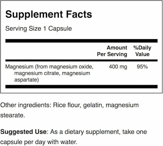 Swanson Triple Magnesium Complex capsules angle highlights easy daily supplementation