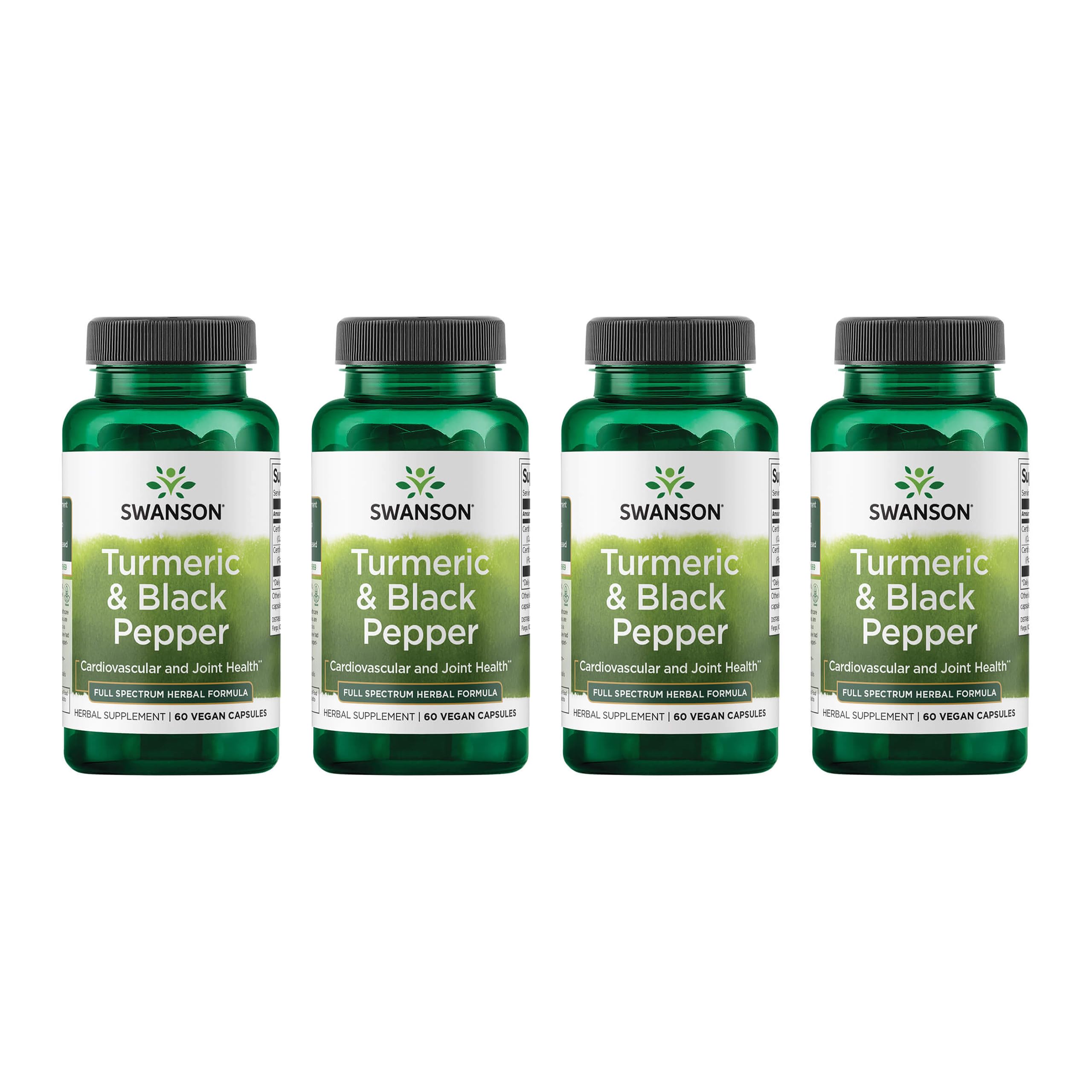 Swanson Turmeric & Black Pepper bottle front showing joint and digestion support