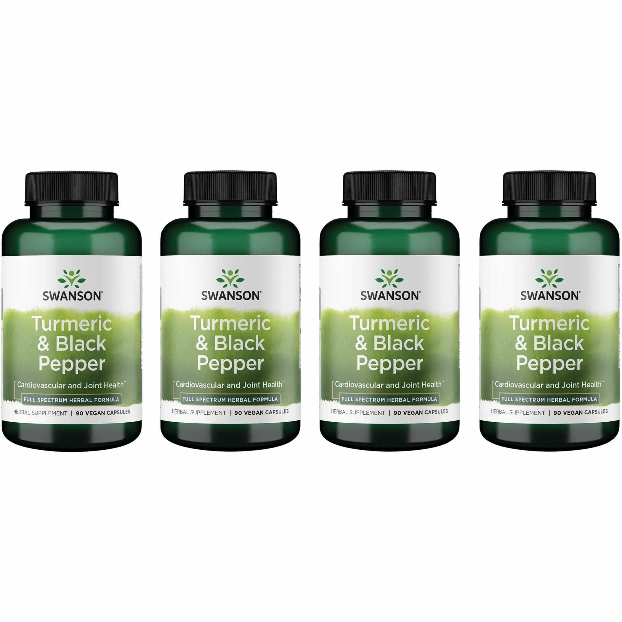 Swanson Turmeric & Black Pepper bottle front highlighting turmeric with pepper for bioavailability
