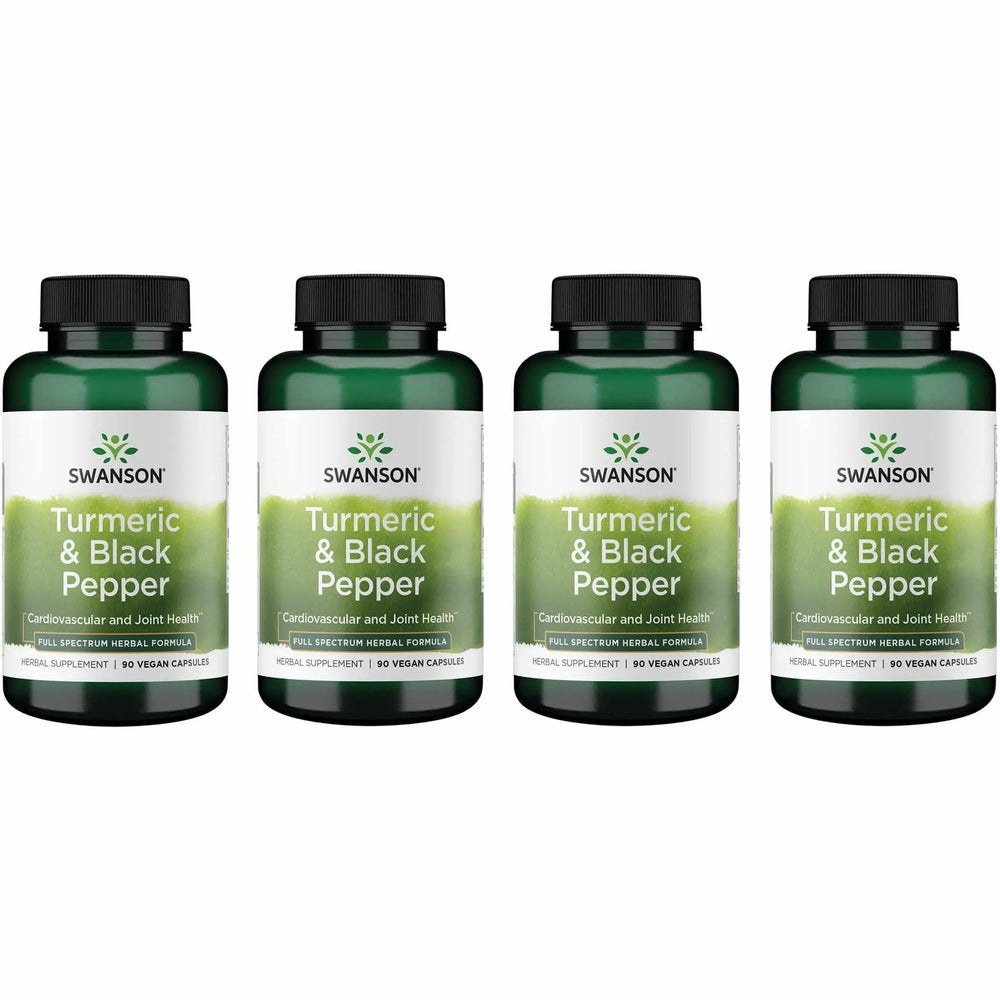 Swanson Turmeric & Black Pepper bottle front highlighting turmeric with pepper for bioavailability