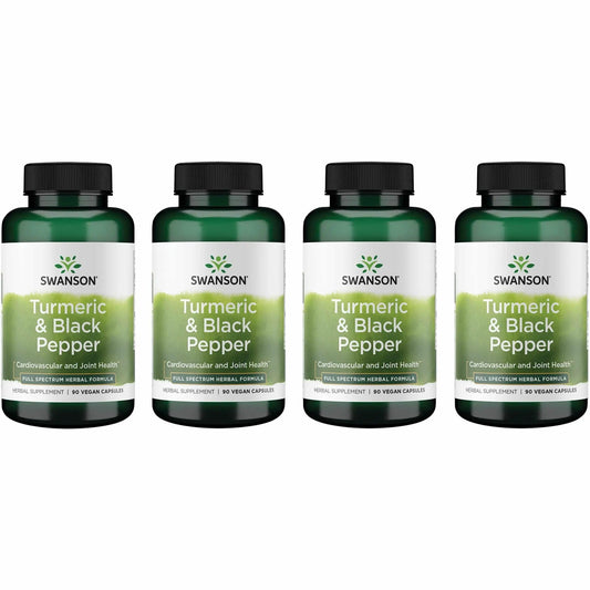 Swanson Turmeric & Black Pepper bottle front highlighting turmeric with pepper for bioavailability