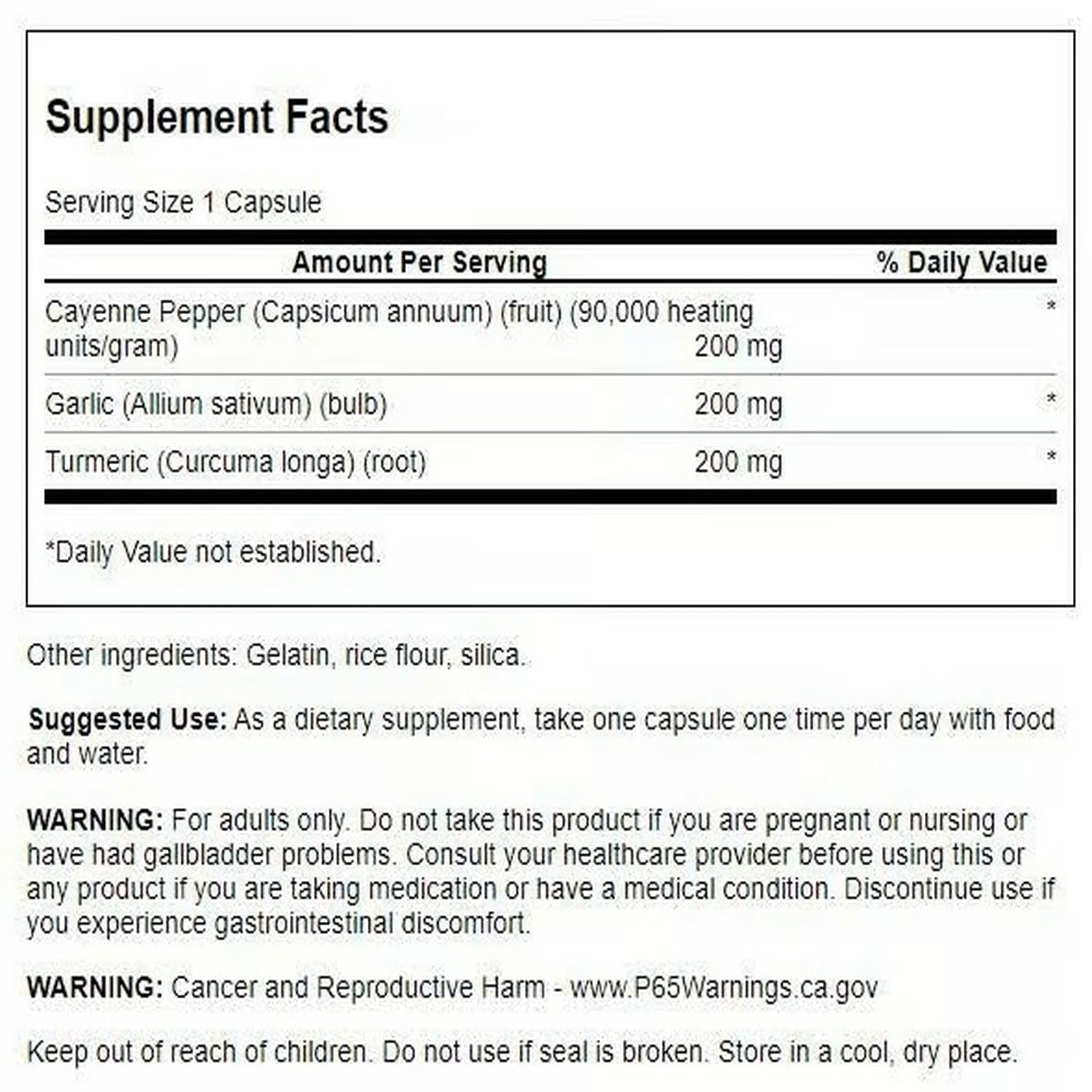 Swanson turmeric garlic cayenne capsules closeup highlights easy-to-take format