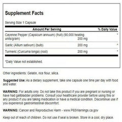 Swanson turmeric garlic cayenne capsules closeup highlights easy-to-take format