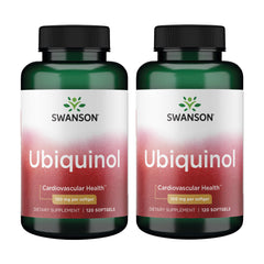 Swanson Ubiquinol 100 mg softgels bottle promotes heart health support.