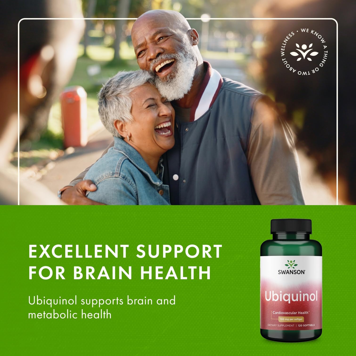 Swanson Ubiquinol 120 softgels pack emphasizes value and convenience.