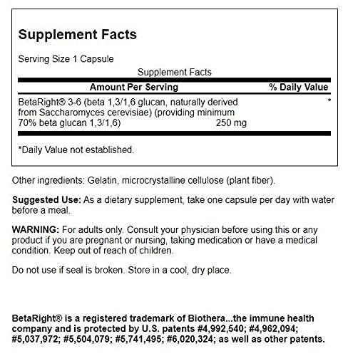 Swanson ULT BETARIGHT Beta Glucan bottle back label with ingredients.