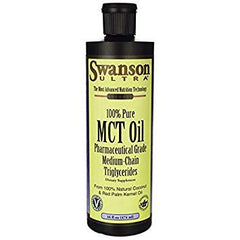 Swanson ULT MCT Oil bottle showcasing a pure vegan formula for everyday energy