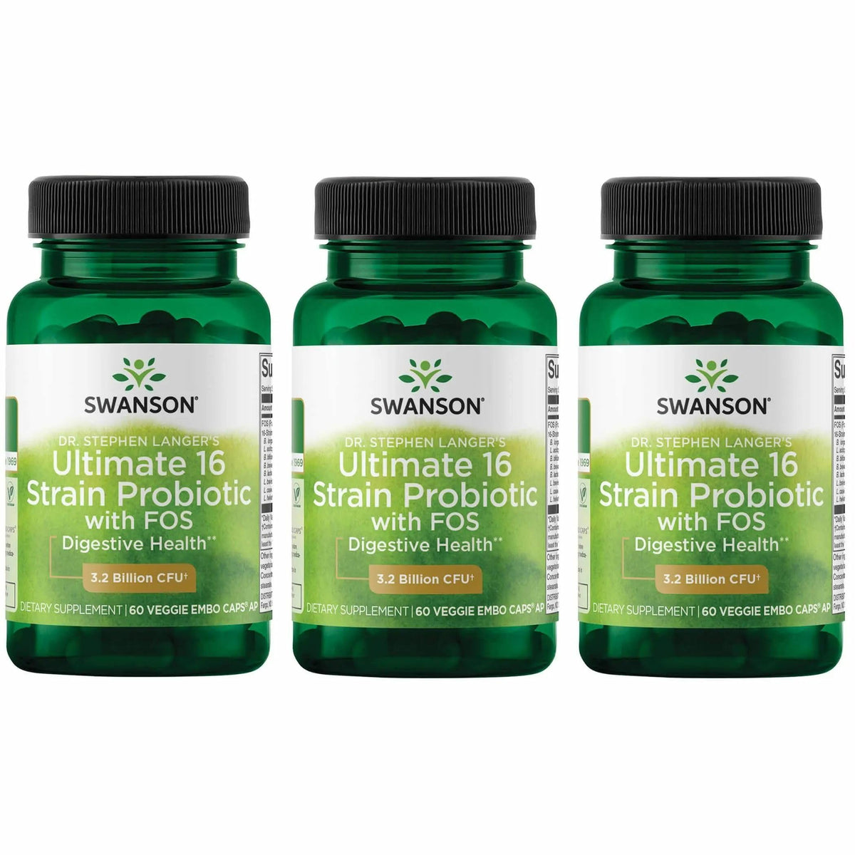 Swanson Ultimate 16-Strain Probiotic bottle for daily gut support.