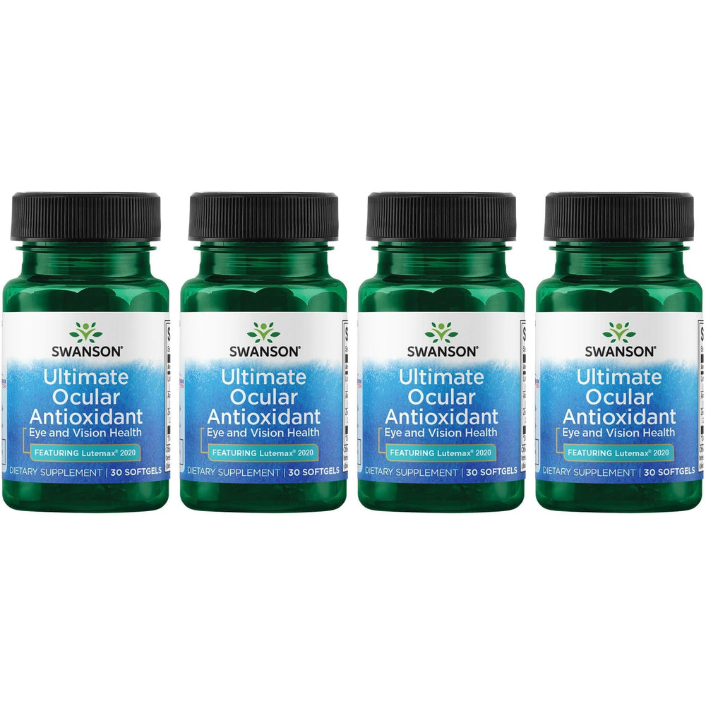 Swanson Ultimate Ocular Antioxidant softgels bottle pour for daily eye support.