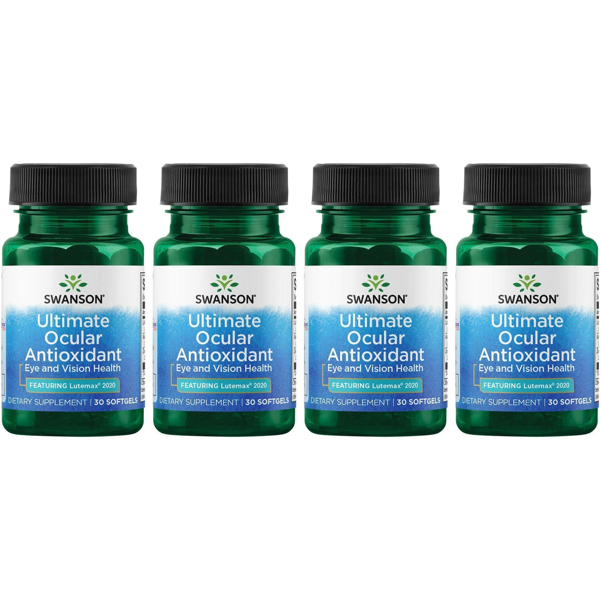 Swanson Ultimate Ocular Antioxidant softgels bottle pour for daily eye support.