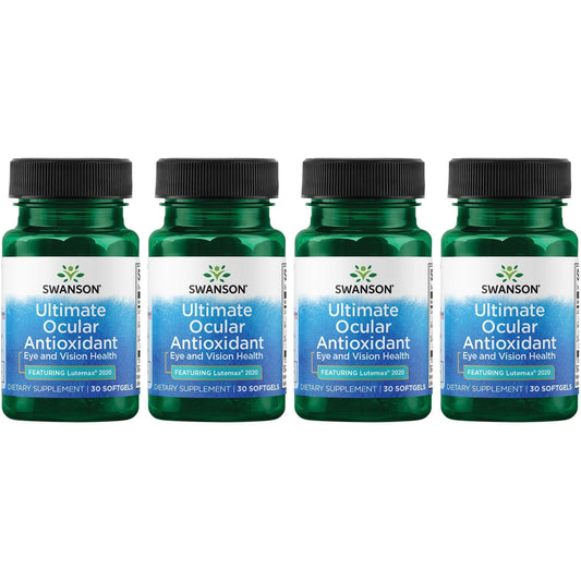 Swanson Ultimate Ocular Antioxidant softgels bottle pour for daily eye support.